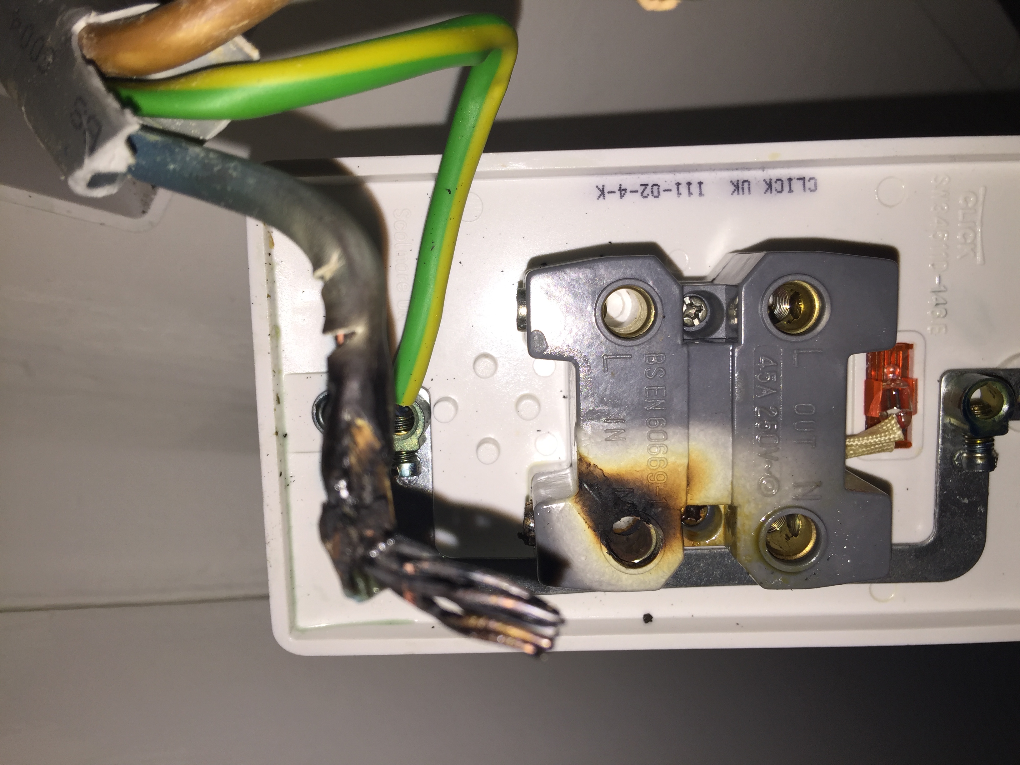 burnt out shower isolator